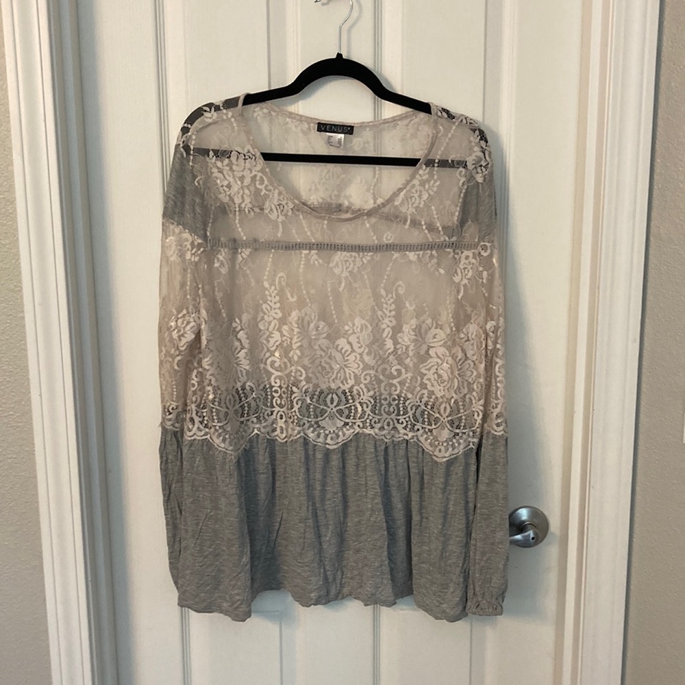 Women’s lace blouse, gray, Venus, size 1X